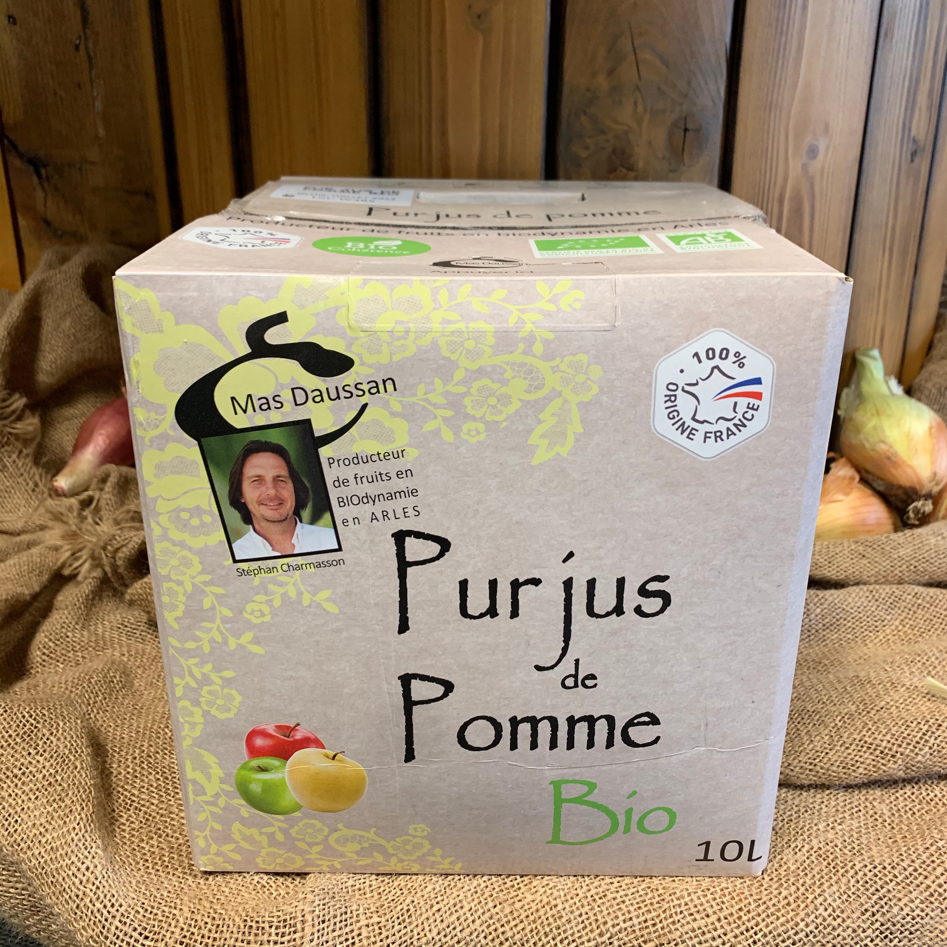 Jus de pommes du Mas Daussan en BIB 10 L (Arles 13)